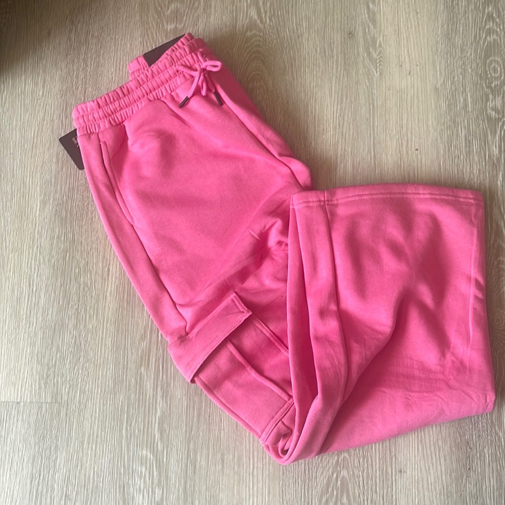Pink flare sweatpants.